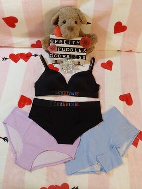 🌈 38B & XL LIMITED EDITION PINK 4pc BLING Bra, 2 Hipsters, and 1 Shortie Set 🌈